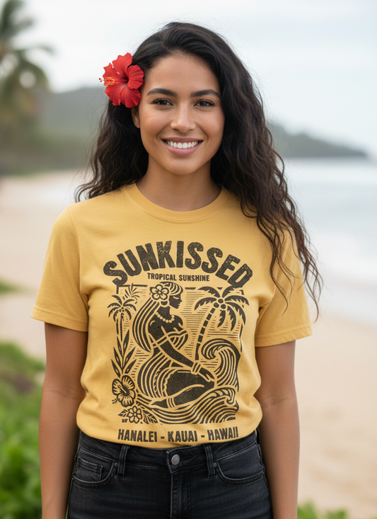 Sunkissed Hanalei Kauai Hawaii - Cotton T Shirt