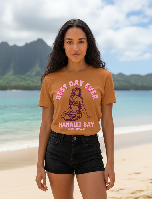 Limited edition - Pink Best Day Ever logo girl - Cotton T Shirt Earth