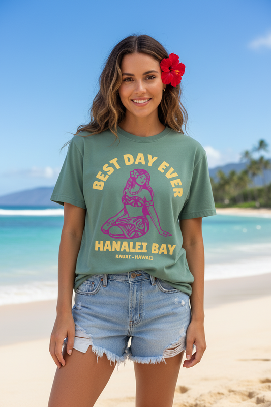 Retro Edition - Best Day Ever – Hanalei Bay Logo Girl - Kauai - Hawaii T-shirt