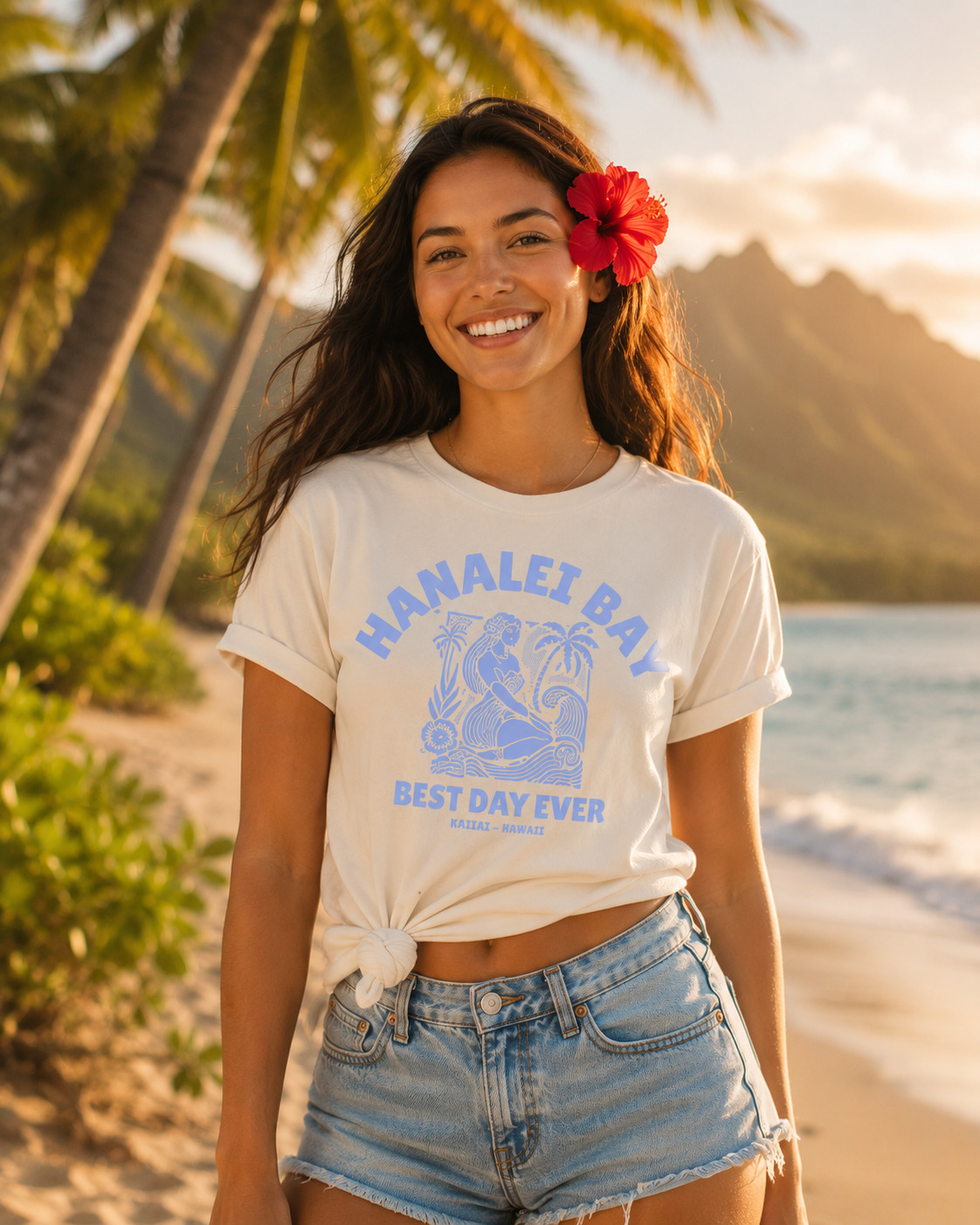 Hanalei Bay Best Day Ever – Kauai Hawaii Cotton Tee